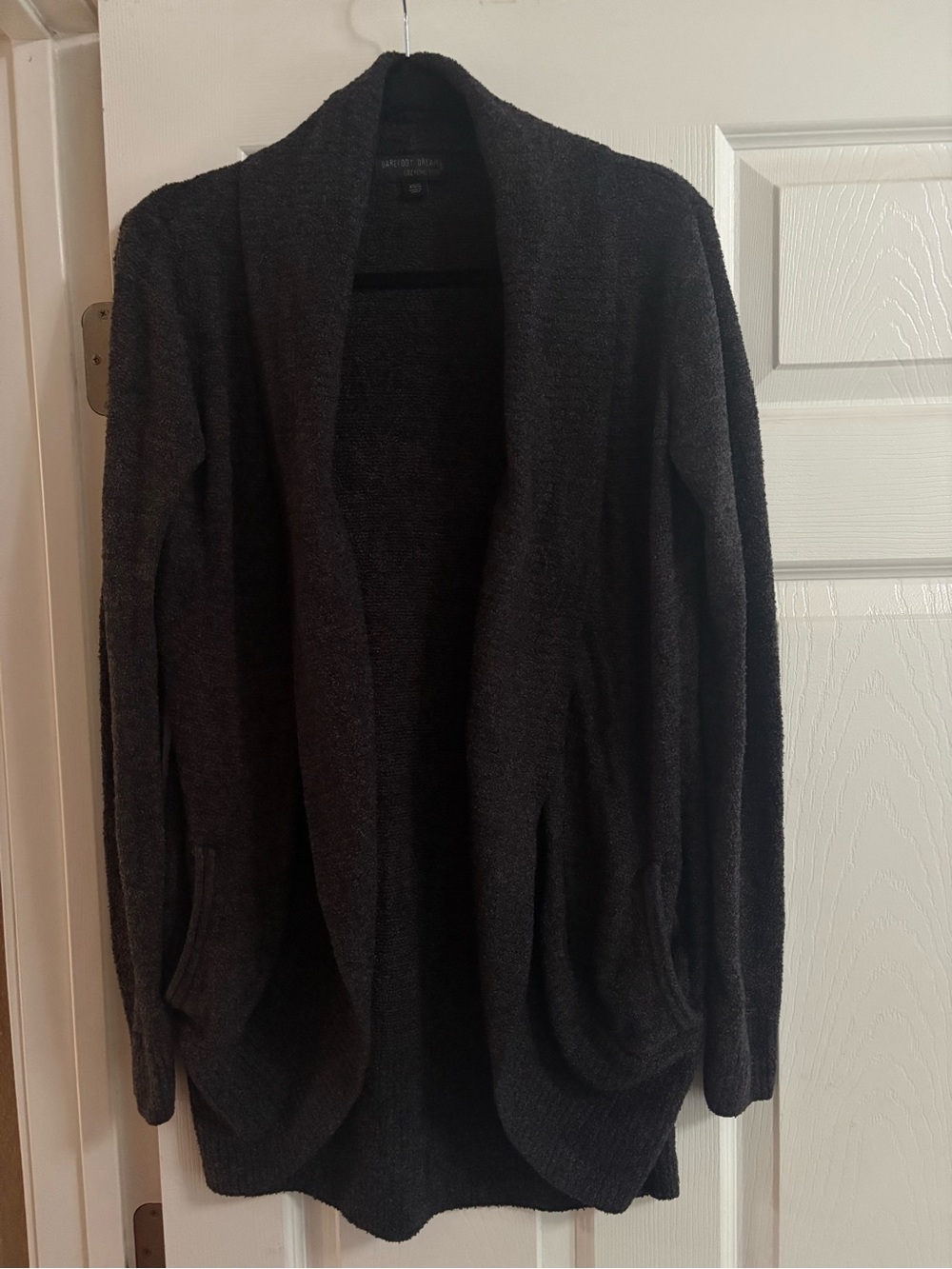 Barefoot Dreams Cozychic Lite gray open front cardigan sweater oversized XS/S